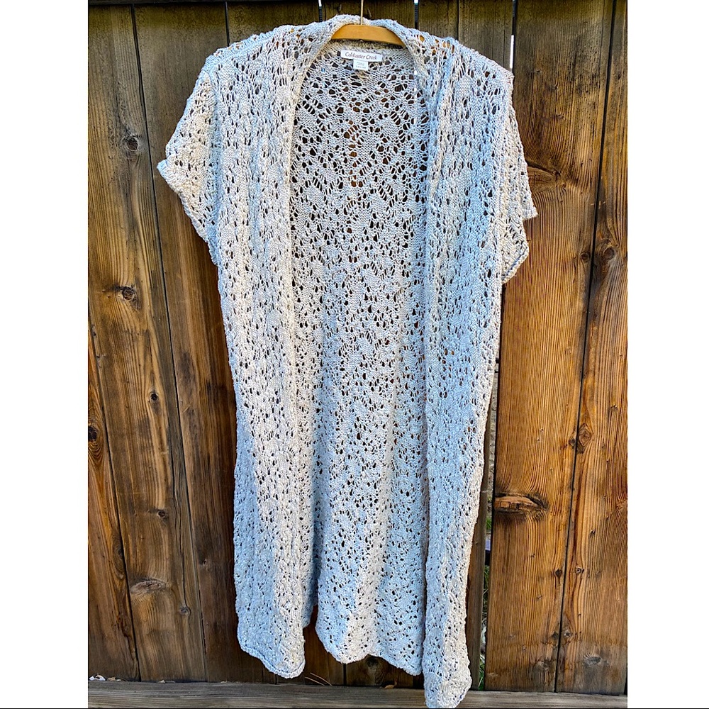 Coldwater Creek Front knitted Cream Long Cardigan L